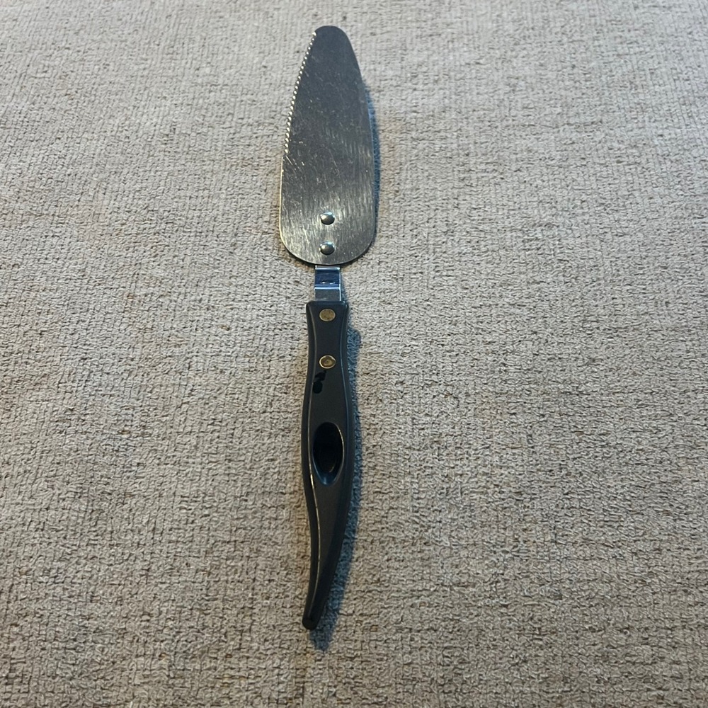 Stanley Stainless USA Pie Cake Server Serrated Edge Black Handle Vintage Utility